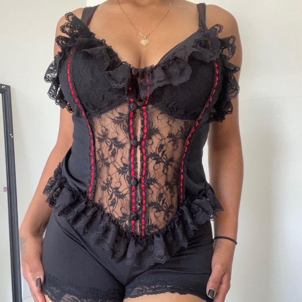 Vintage Grunge / Goth Red and Black One Piece